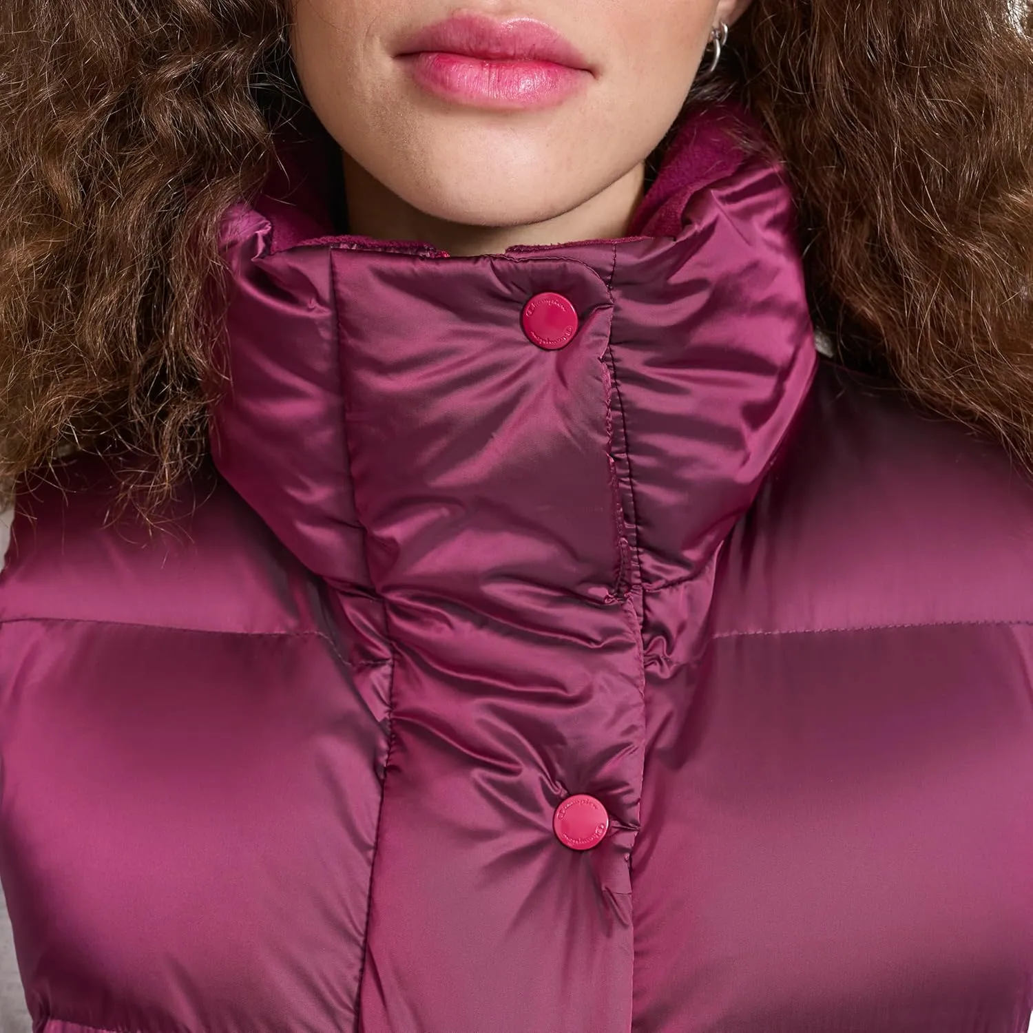 Champion Women's Satin Quilted Puffer Vest with Stand Collar