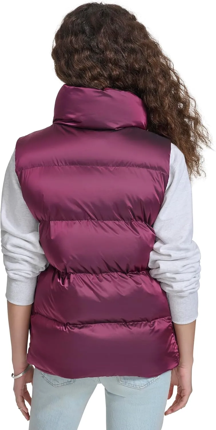 Champion Women's Satin Quilted Puffer Vest with Stand Collar