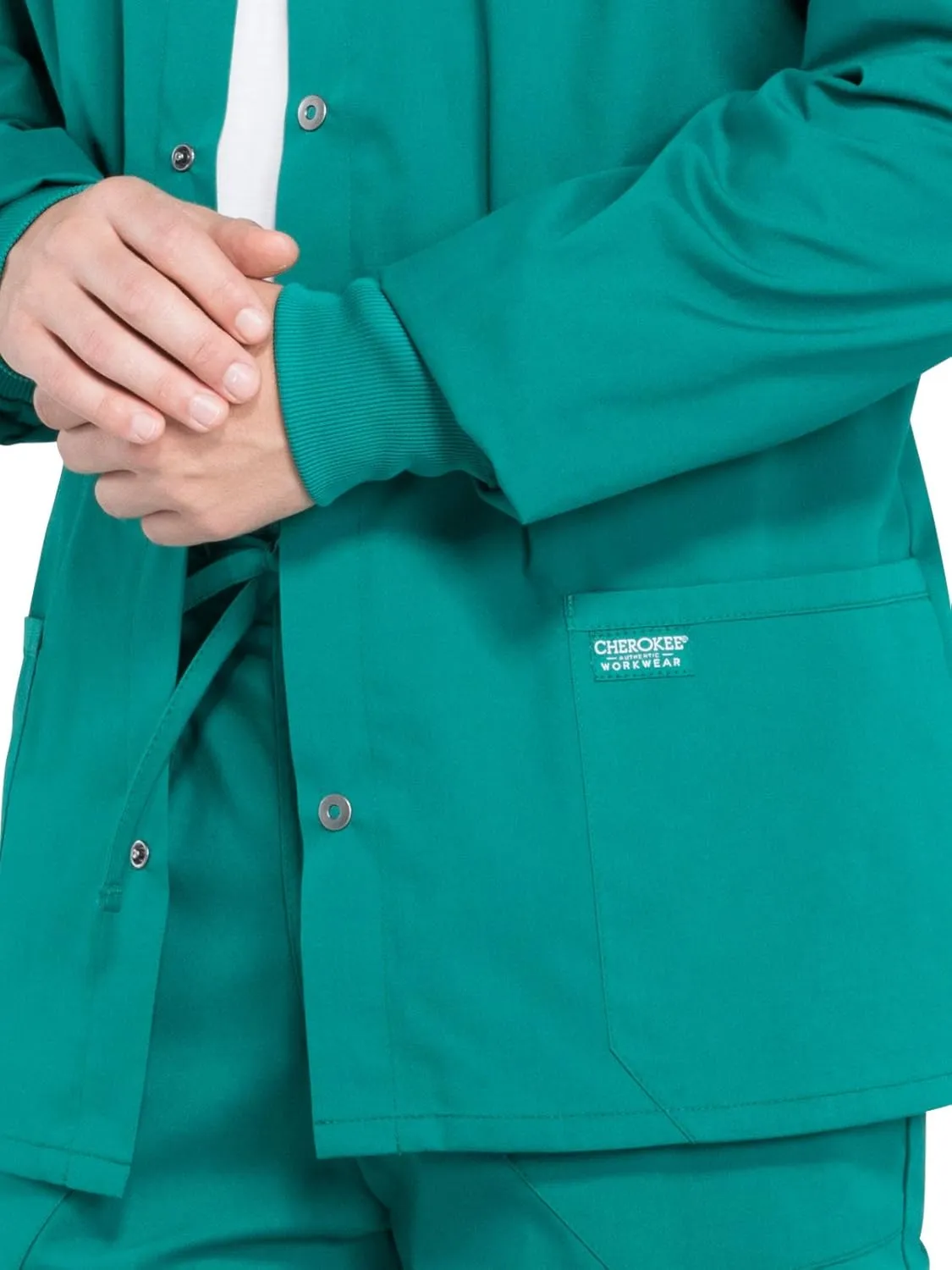 Cherokee Men's Medical Scrub Jacket Snap Front with Long Sleeve WW360