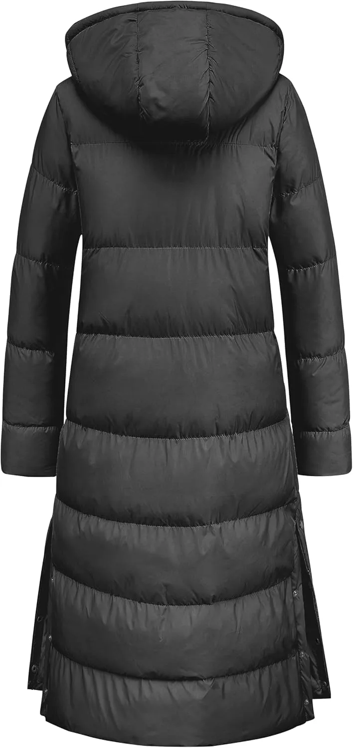 Chrisuno Women's Long Winter Coat Warm Windproof Quilted Puffer Jacket Thicken Puffy Parka With Hood