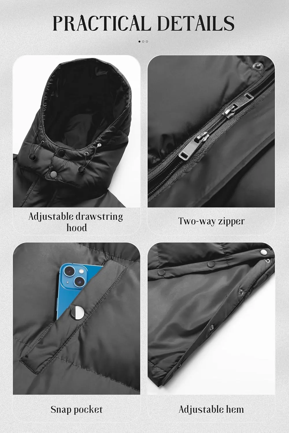 Chrisuno Women's Long Winter Coat Warm Windproof Quilted Puffer Jacket Thicken Puffy Parka With Hood