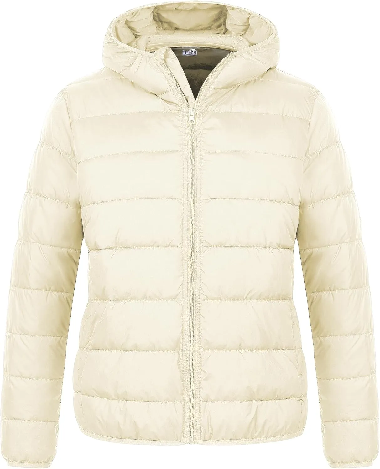 Chrisuno Women's Plus Size Lightweight Puffer Jacket Packable Winter Warm Quilted Bubble Coat Waterproof Windproof Hooded