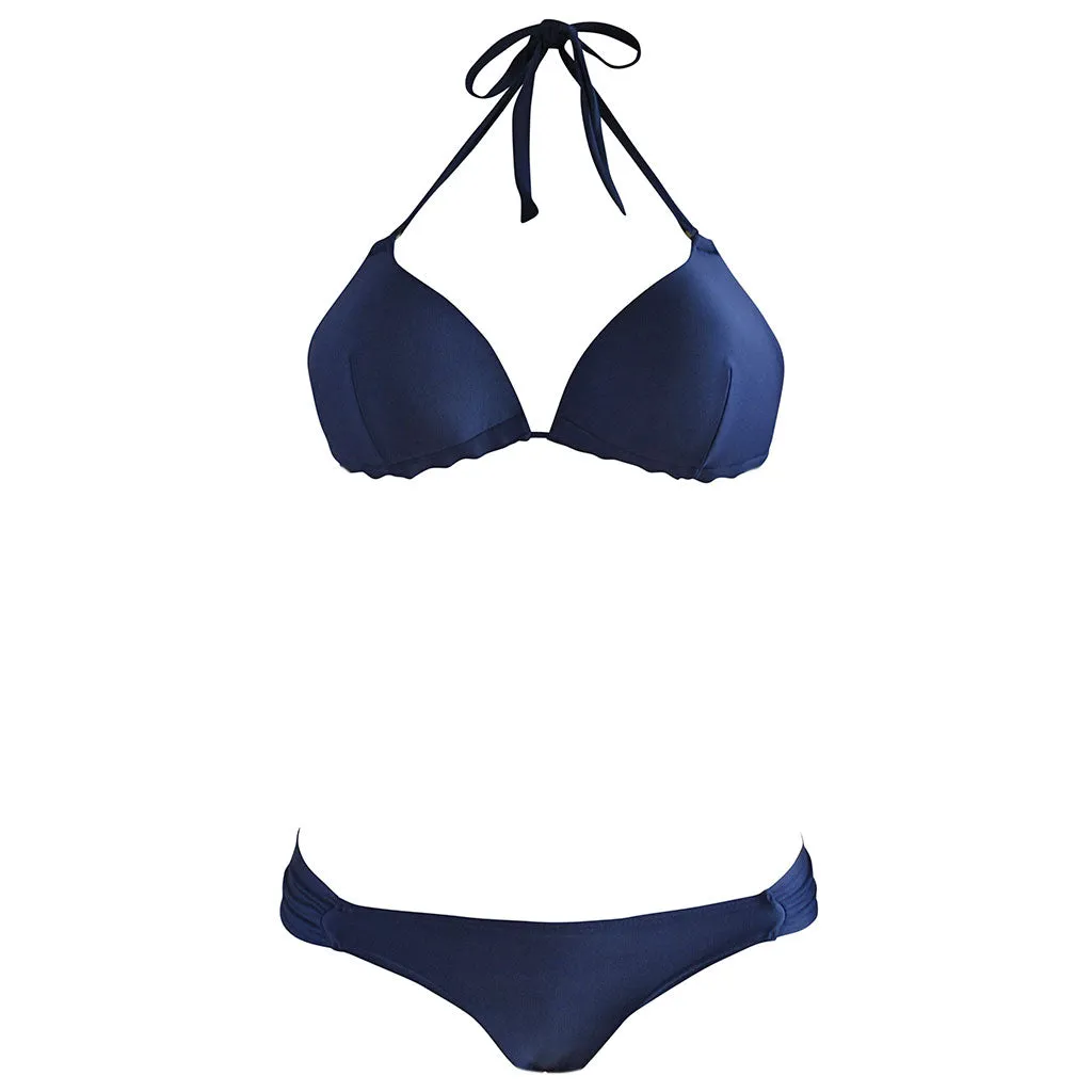 Cia Maritima Molded Navy Triangle Top - Plain Tanga