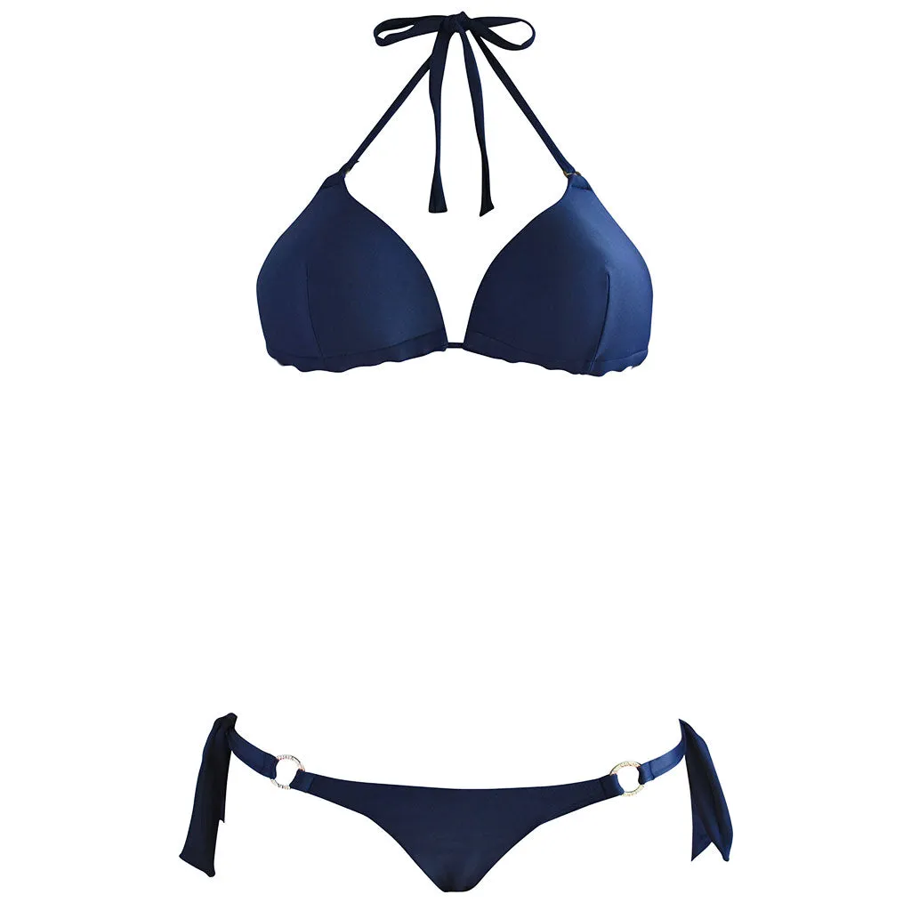Cia Maritima Molded Navy Triangle Top - Tie Bottom