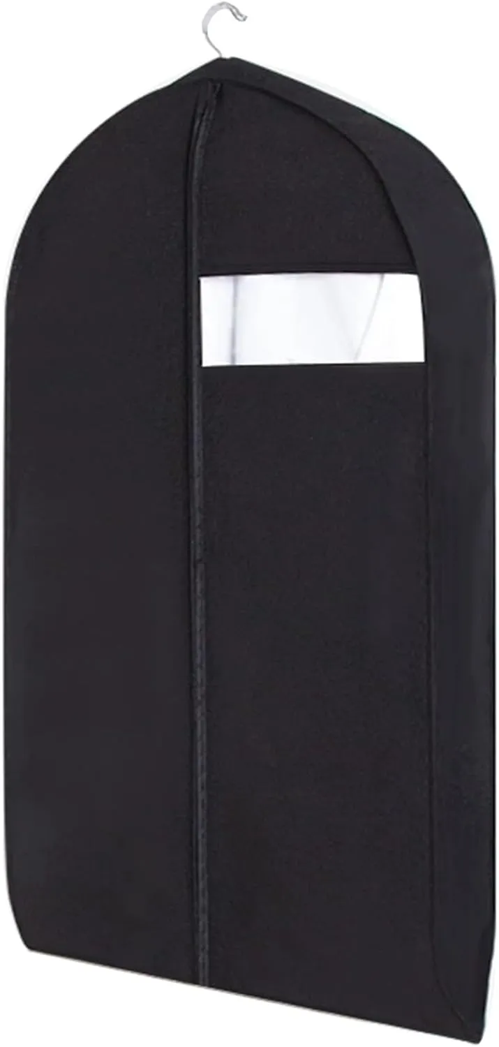 Clothes Cover, Hanging Garment Bags for Hanging Clothes with Transparent Window and Metal Zipper, Suitable for Coats, Jackets, Sweaters(Black,60x90cm x35in)