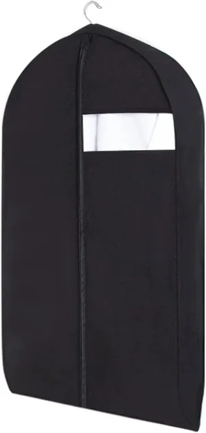 Clothes Cover, Hanging Garment Bags for Hanging Clothes with Transparent Window and Metal Zipper, Suitable for Coats, Jackets, Sweaters(Black,60x90cm x35in)