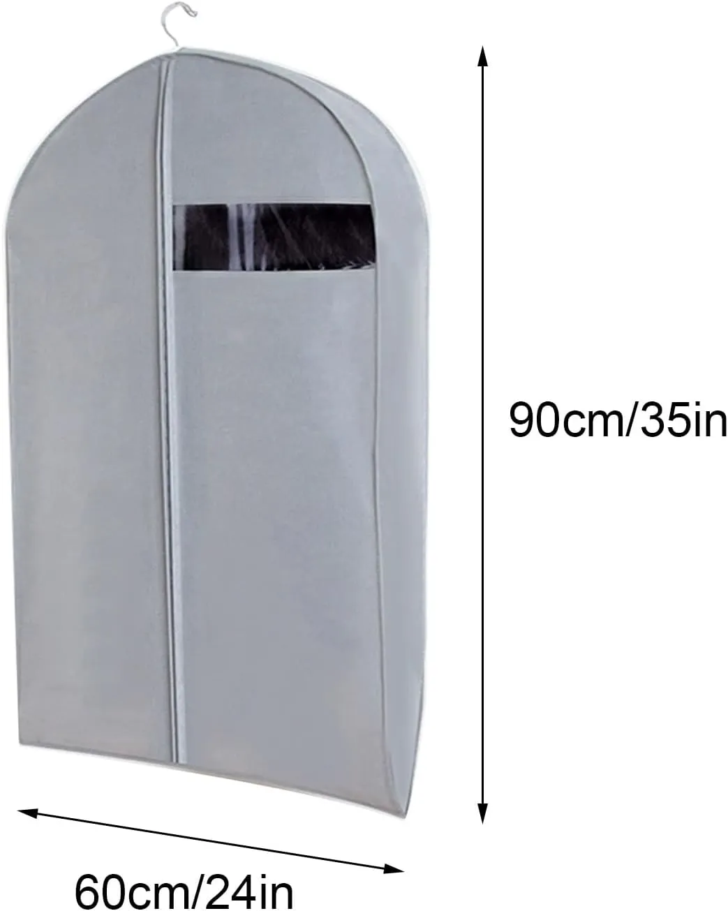 Clothes Cover, Hanging Garment Bags for Hanging Clothes with Transparent Window and Metal Zipper, Suitable for Coats, Jackets, Sweaters(Black,60x90cm x35in)