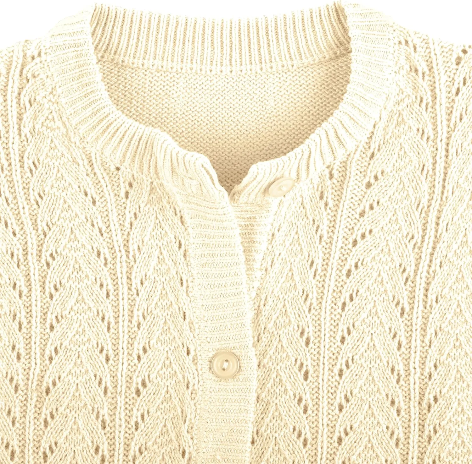 Collections Etc Pointelle Knit Two Patch Pockets Cardigan