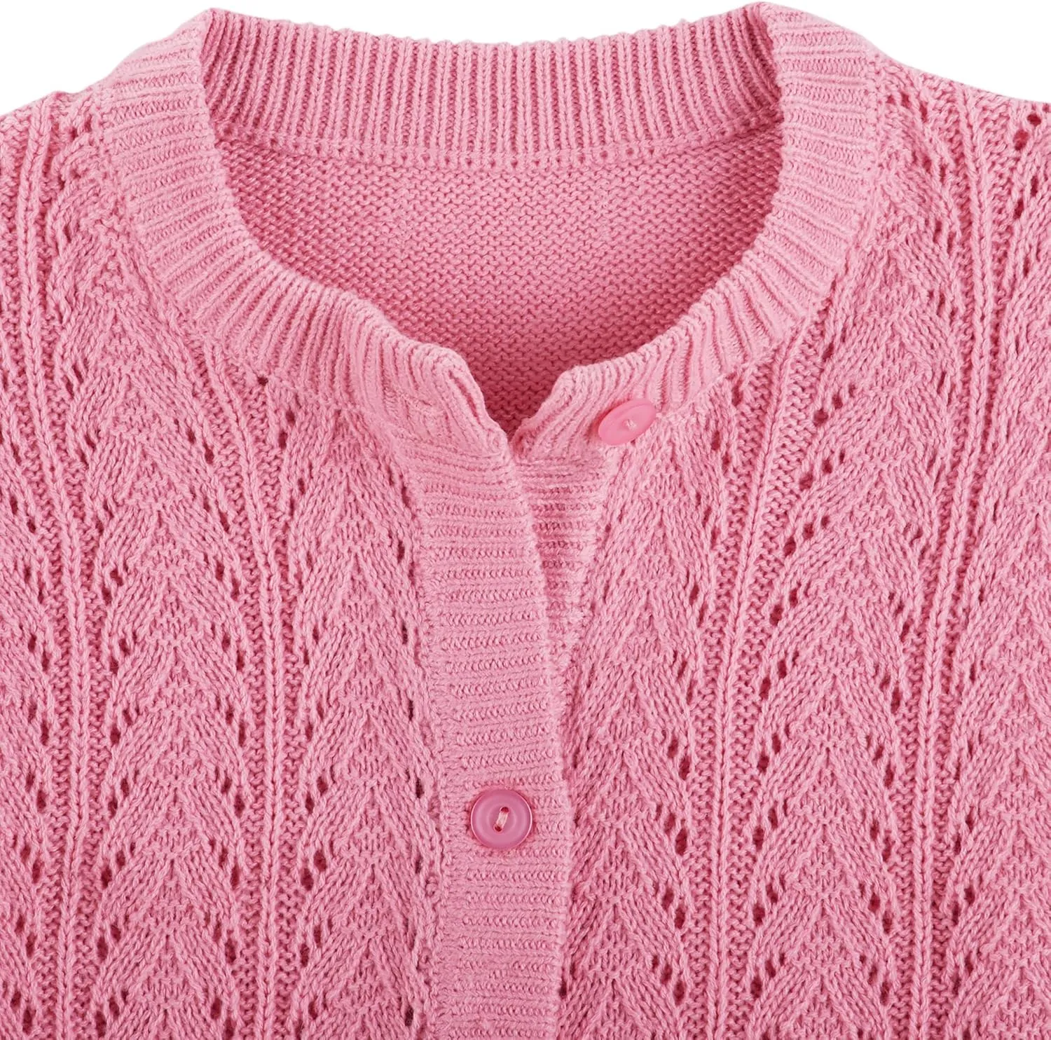 Collections Etc Pointelle Knit Two Patch Pockets Cardigan