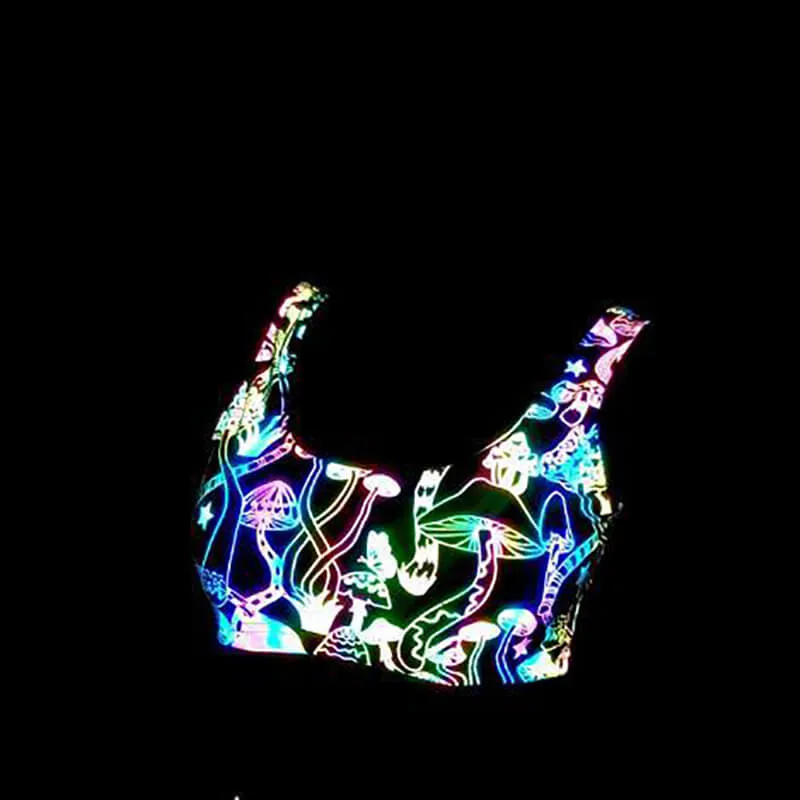 Colorful Rave Polyester Reflective Bikini Set