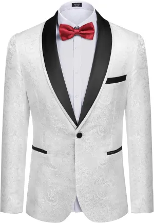 COOFANDY Men's Floral Tuxedo Suit Jacket Slim Fit Dinner Jacket Party Prom Wedding Blazer Jackets