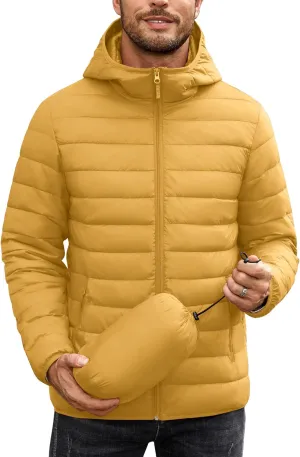 COOFANDY Mens Packable Puffer Jacket Lightweight Hooded Insulated Winter Coat Windproof Zipper Down Jacket