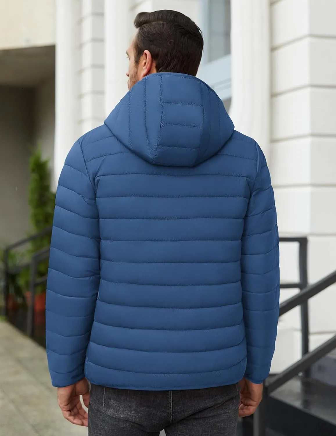 COOFANDY Mens Packable Puffer Jacket Lightweight Hooded Insulated Winter Coat Windproof Zipper Down Jacket