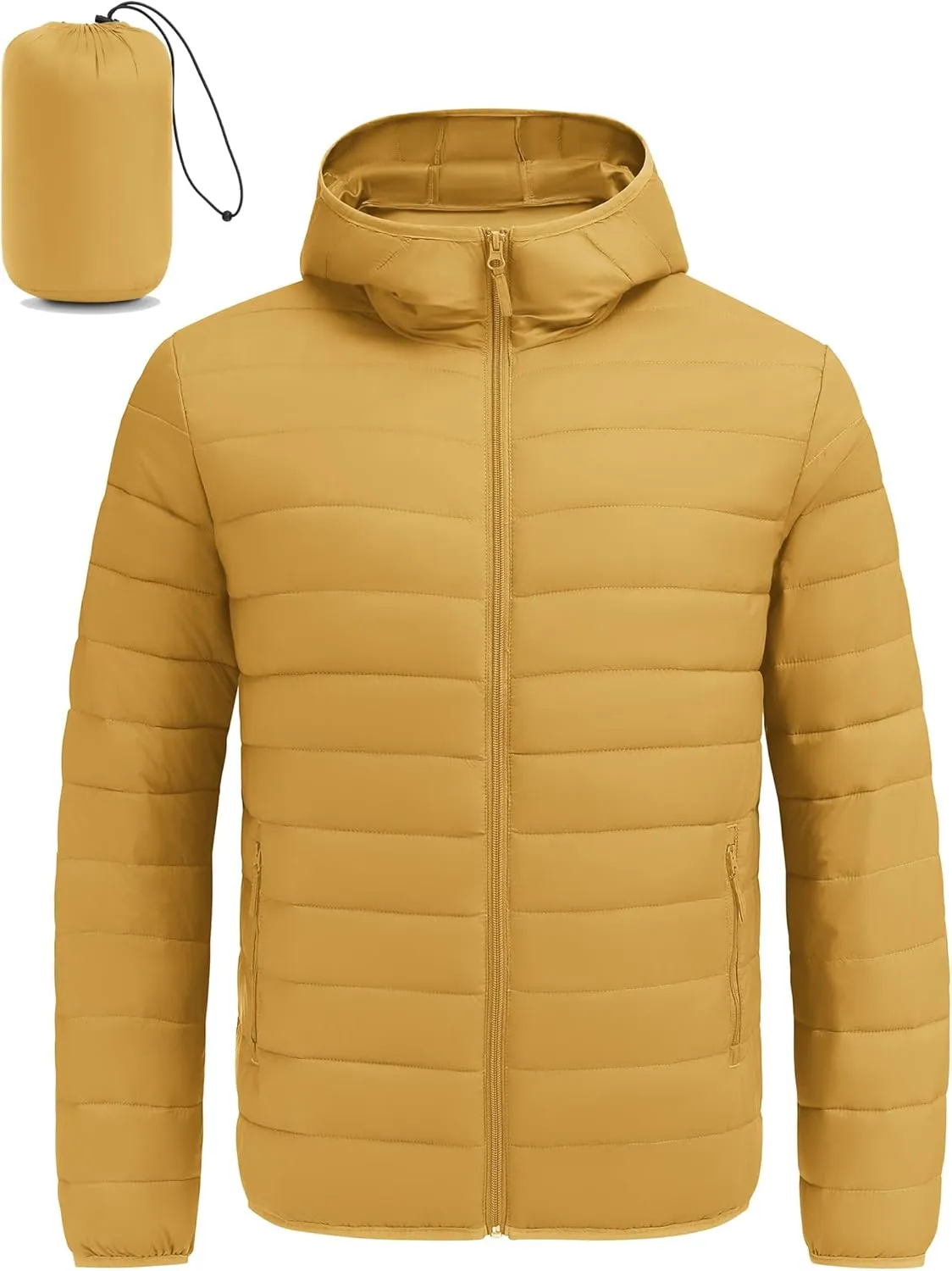 COOFANDY Mens Packable Puffer Jacket Lightweight Hooded Insulated Winter Coat Windproof Zipper Down Jacket