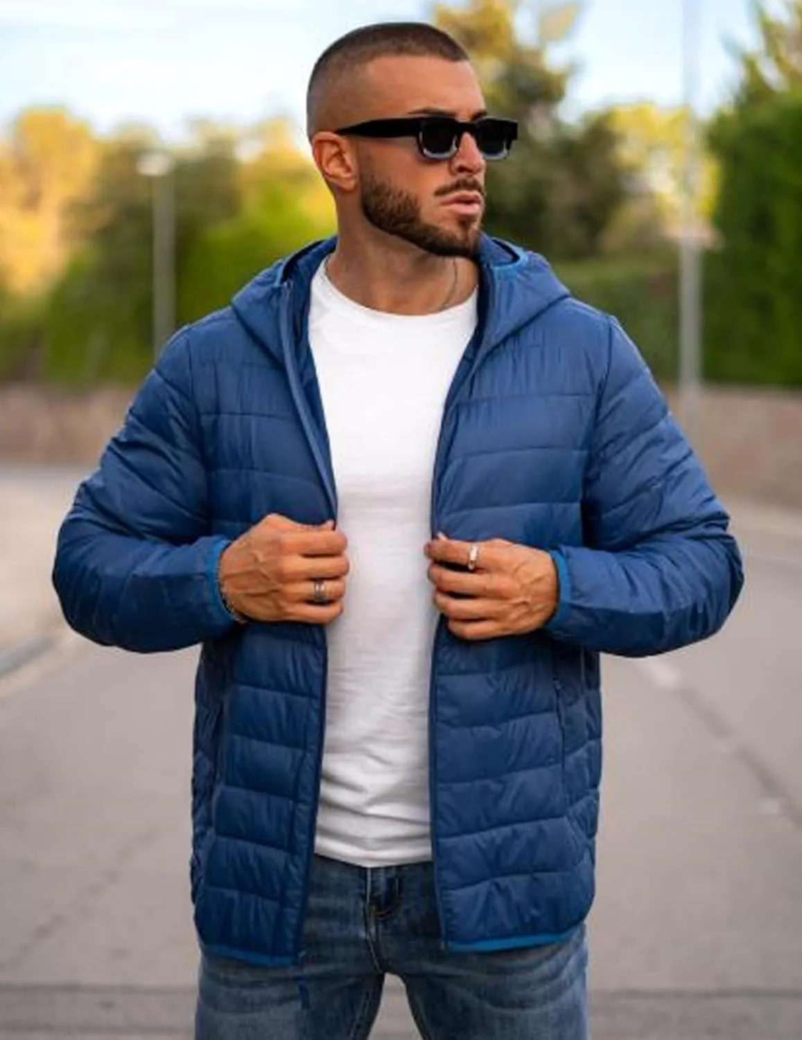 COOFANDY Mens Packable Puffer Jacket Lightweight Hooded Insulated Winter Coat Windproof Zipper Down Jacket