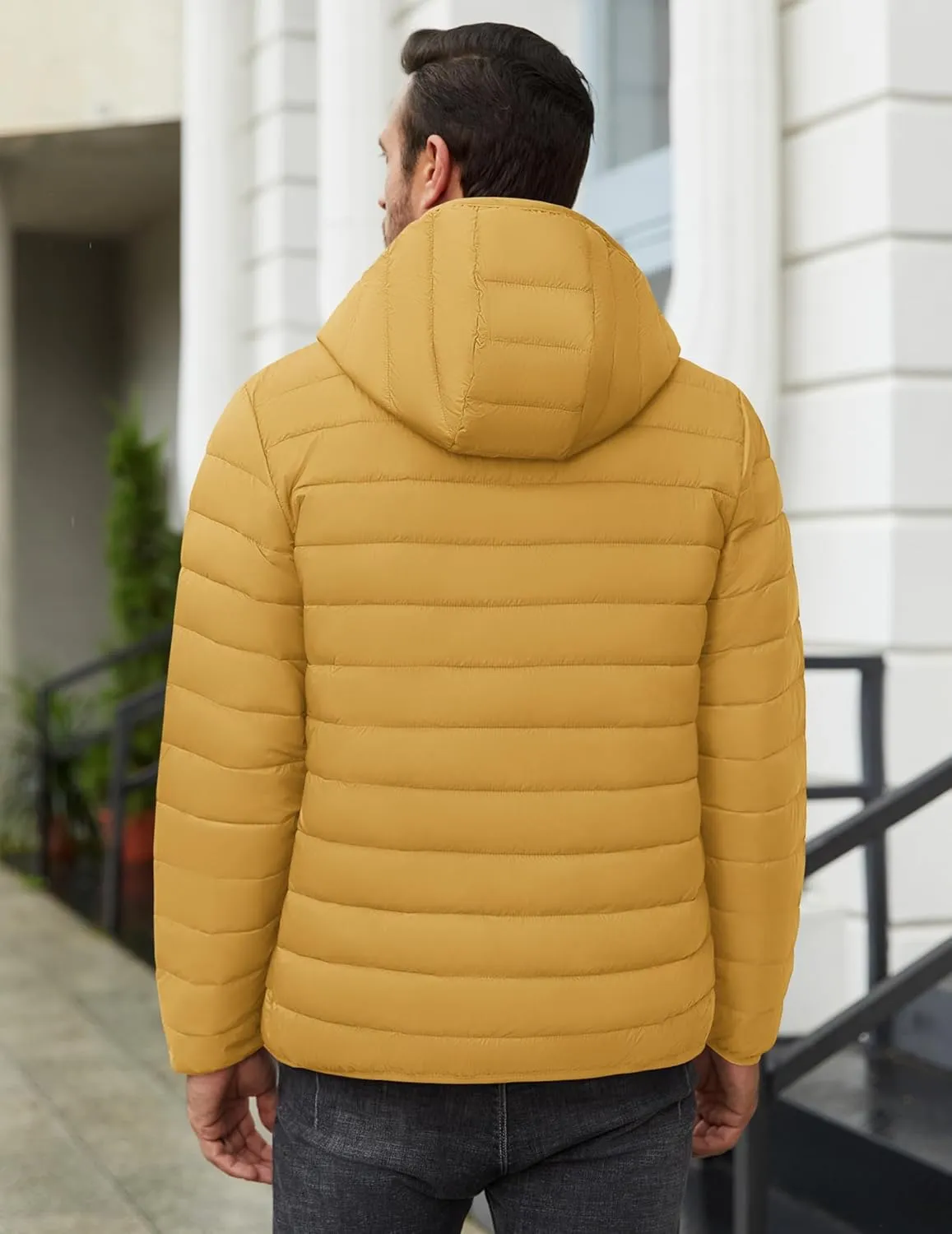COOFANDY Mens Packable Puffer Jacket Lightweight Hooded Insulated Winter Coat Windproof Zipper Down Jacket