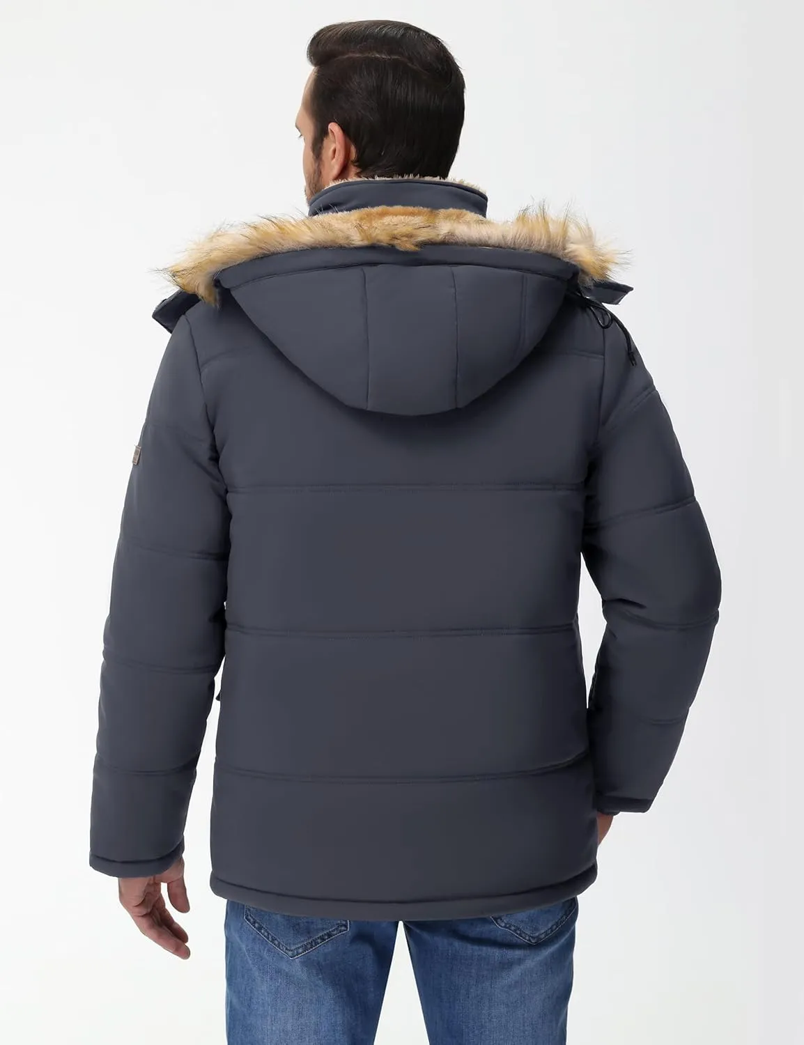 Cotrasen Mens Winter Jacket Thicken Warm Fleece Lined Hoodie Water Repellent Windproof Parka Winter Coat with Pockets