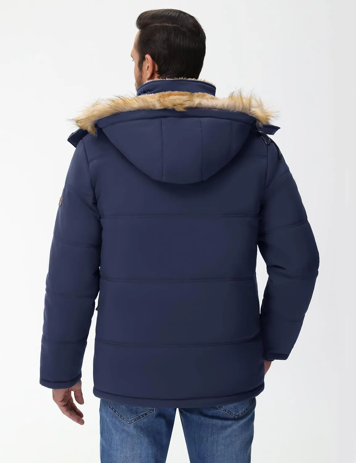 Cotrasen Mens Winter Jacket Thicken Warm Fleece Lined Hoodie Water Repellent Windproof Parka Winter Coat with Pockets