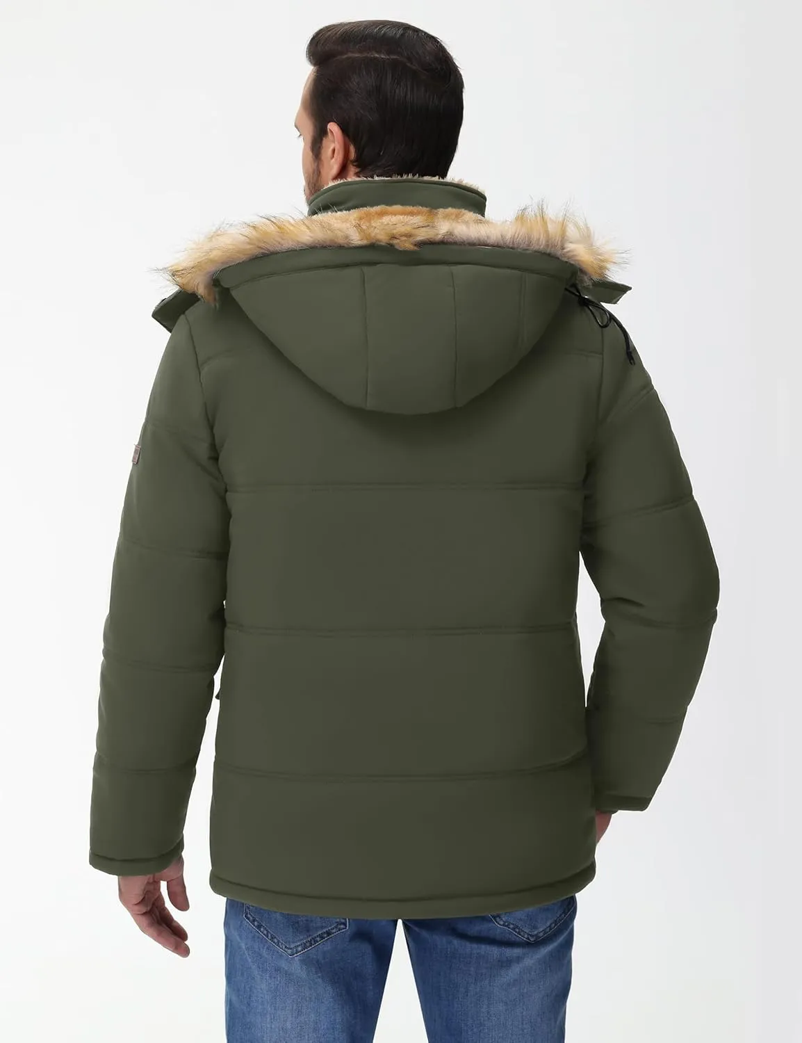 Cotrasen Mens Winter Jacket Thicken Warm Fleece Lined Hoodie Water Repellent Windproof Parka Winter Coat with Pockets