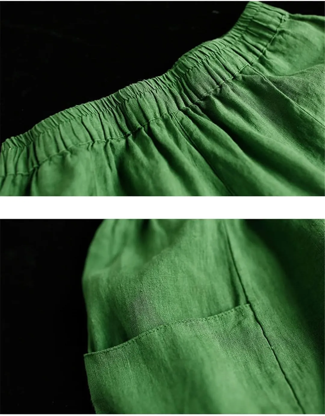 Cotton Linen Solid Harem Pants Women Casual Loose Beam Ankle Pant Vintage Pockets Trousers