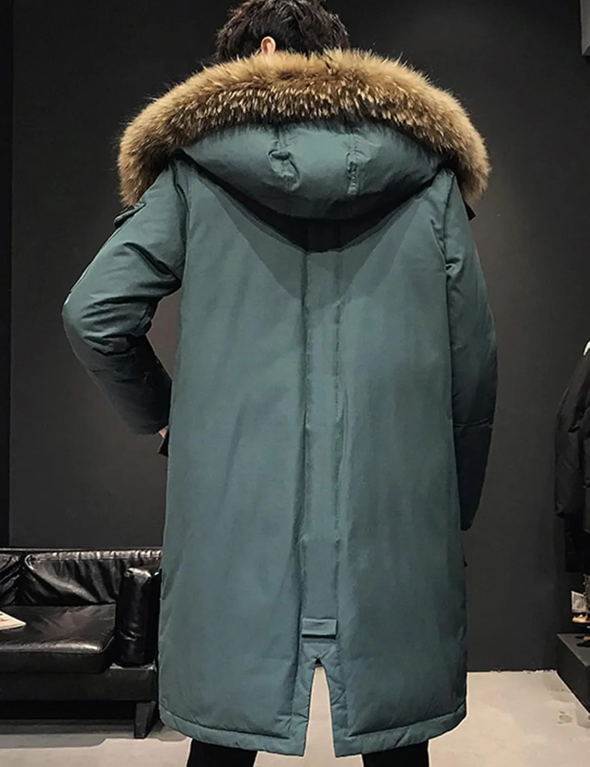 COZYPOIN Mens Long Puffer Jacket Winter Coat with Hood Waterproof Windproof Padded Down Parka