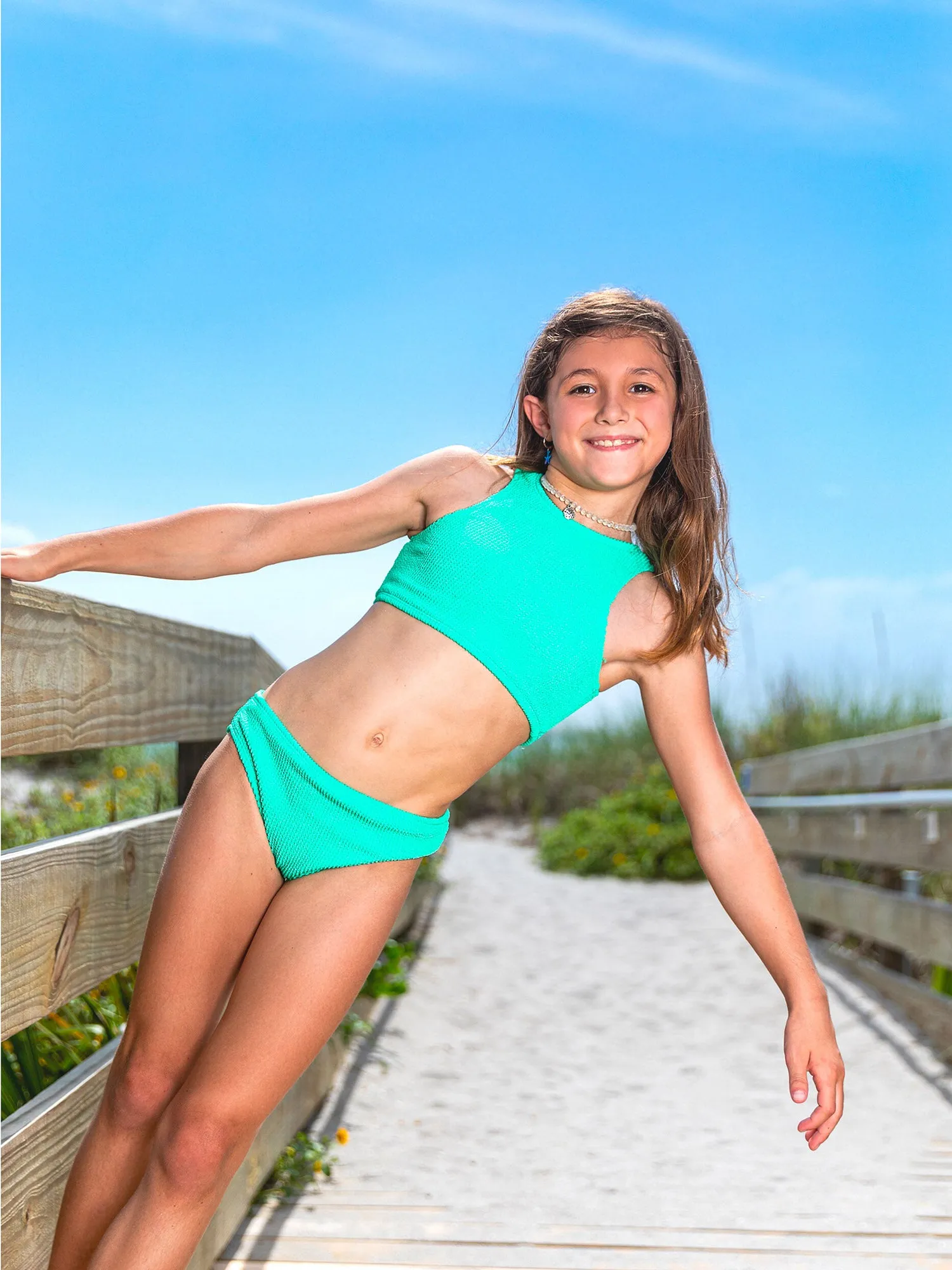Crinkle Two Piece Tankini Swimsuit
