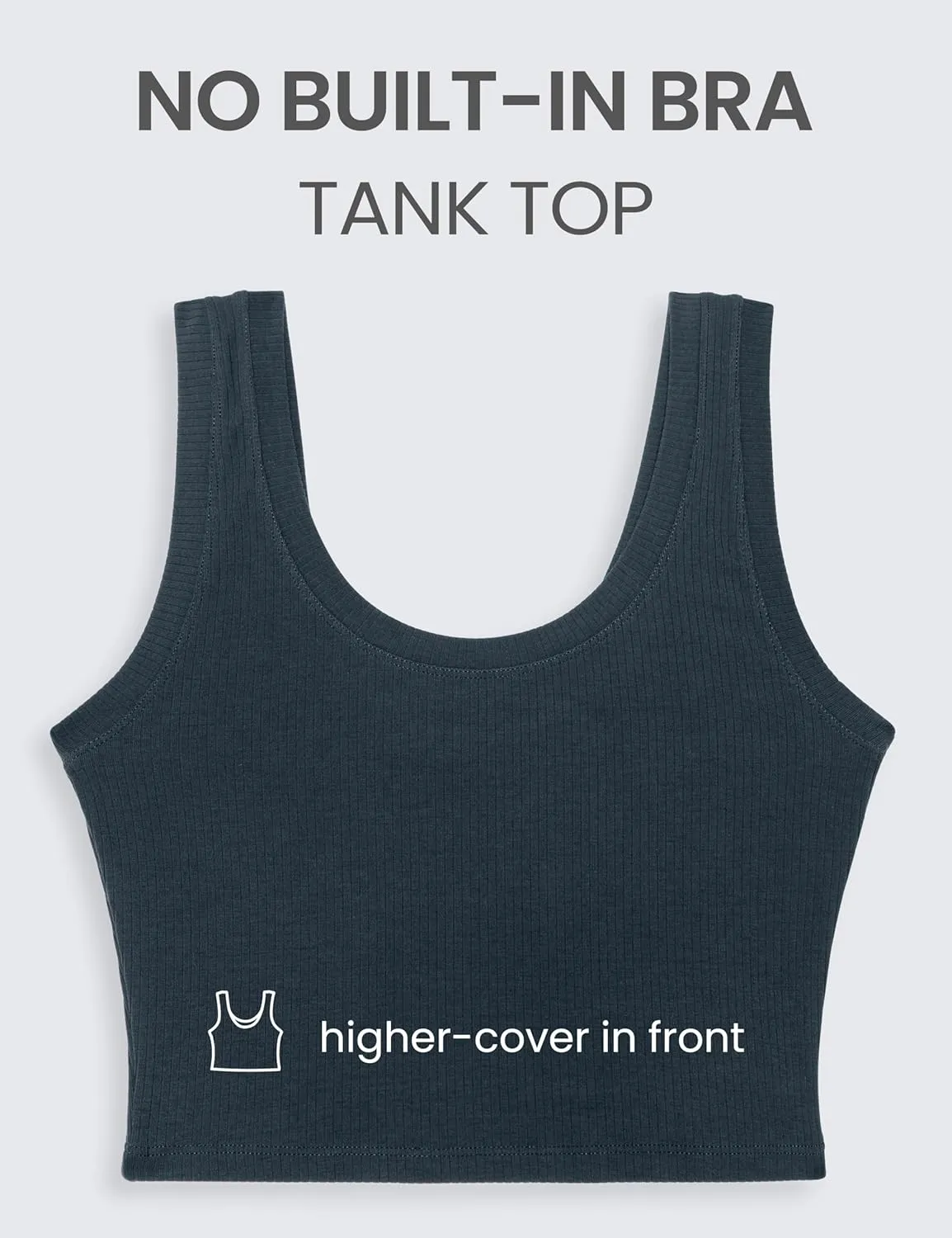 CRZ YOGA Ribbed Crop Fitted Tank Tops for Women Low U-Back Scoop Neck Casual Cropped Sleeveless Workout Yoga Shirt