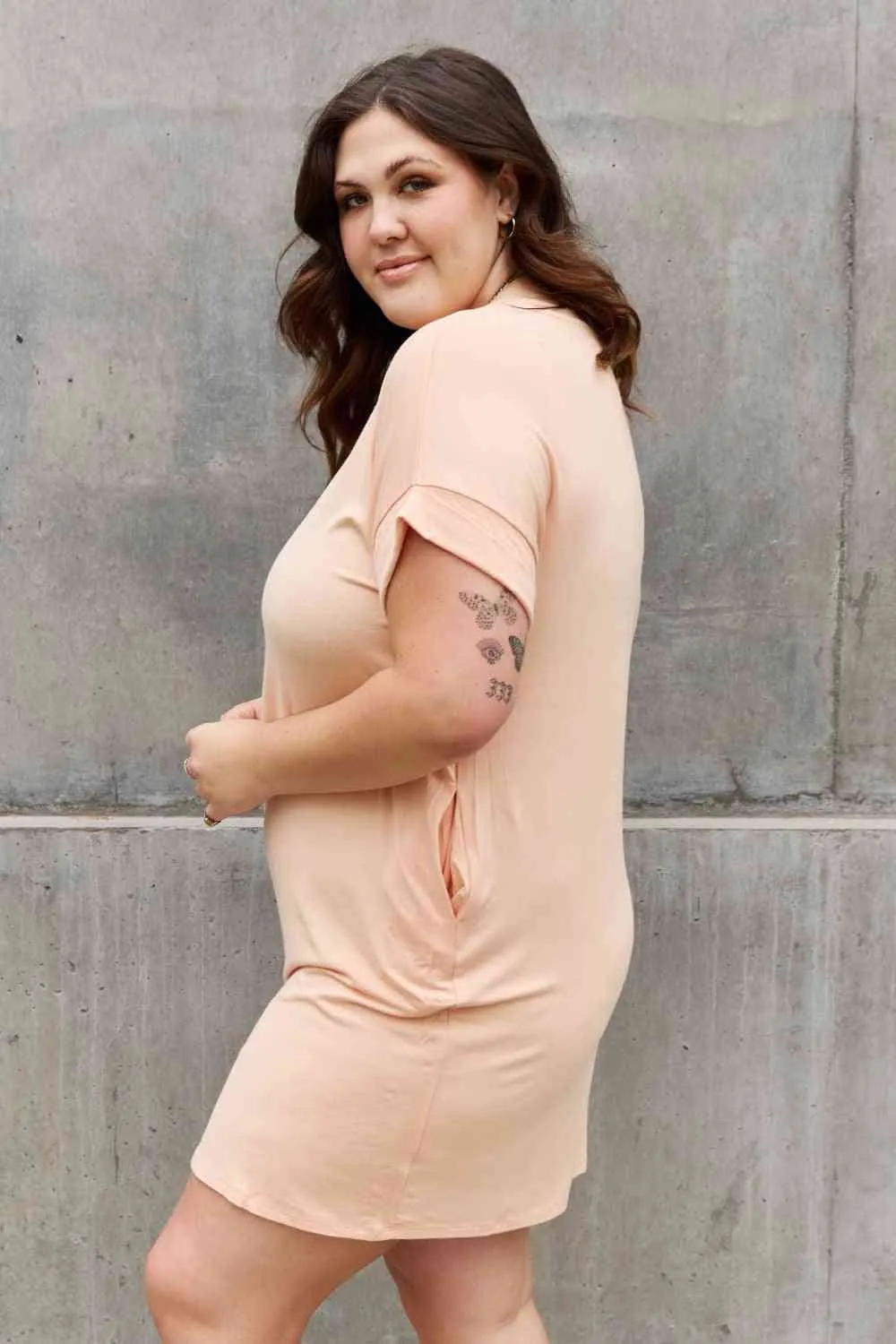 Culture Code Full Size Relaxed V-Neck T-Shirt Dress
