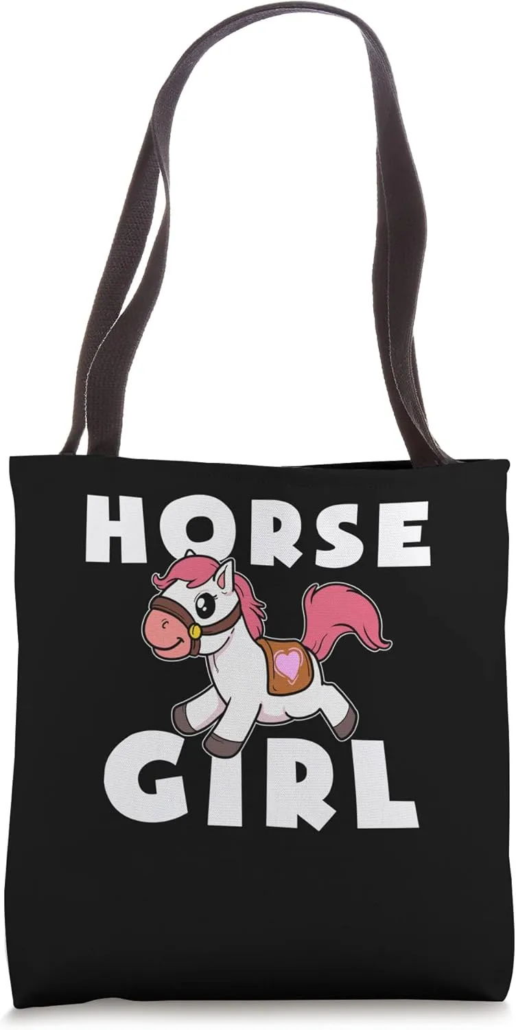 Cute Horse Girl Pony Maid Gallop Ride Horseback Girls Tote Bag