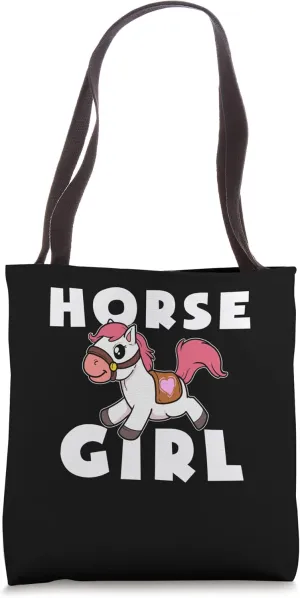 Cute Horse Girl Pony Maid Gallop Ride Horseback Girls Tote Bag