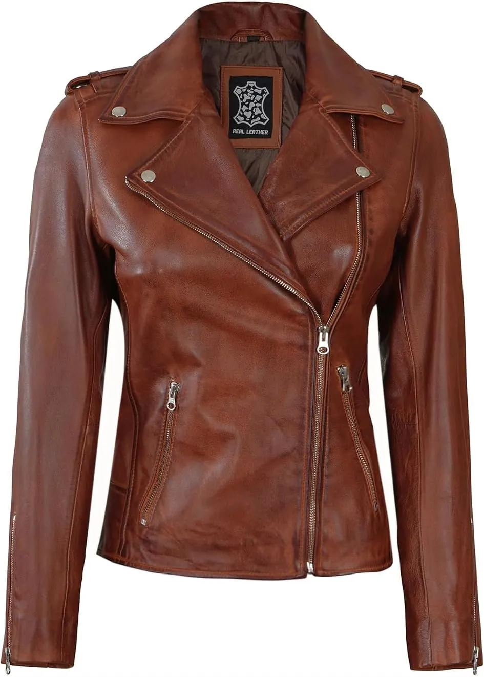 Decrum Leather Jacket Women - Real Lambskin Asymmetrical Style Casual Fashion Leather Jackets For Womens