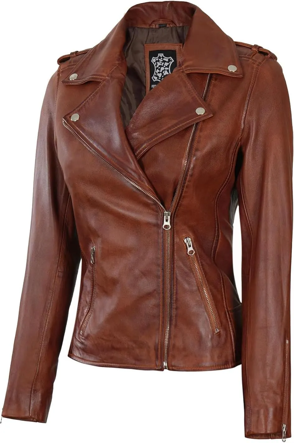 Decrum Leather Jacket Women - Real Lambskin Asymmetrical Style Casual Fashion Leather Jackets For Womens