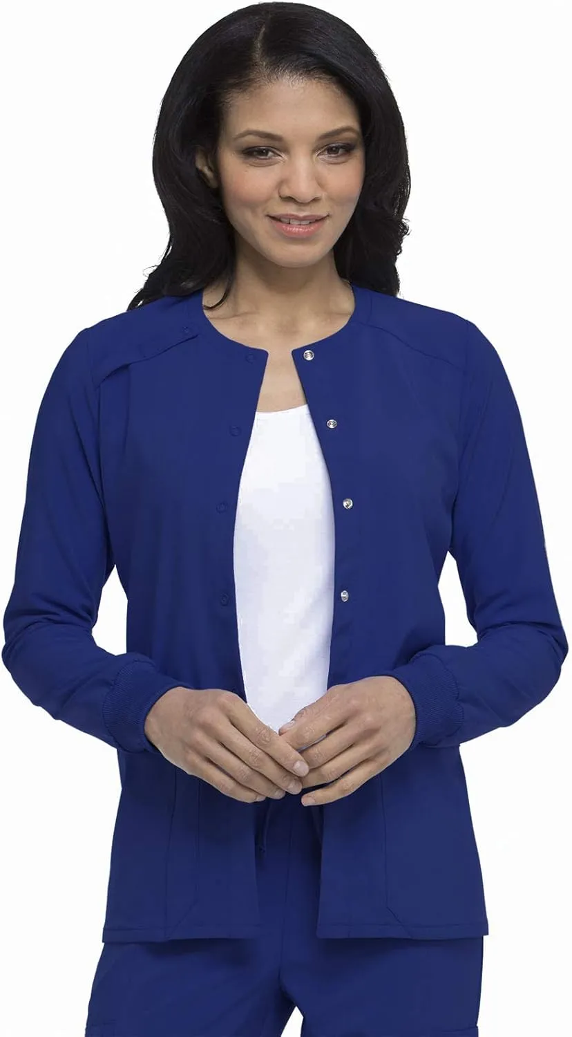 Dickies Scrub Jackets for Woman Snap Front Warm-up Jacket with 2 Pockets - DK305
