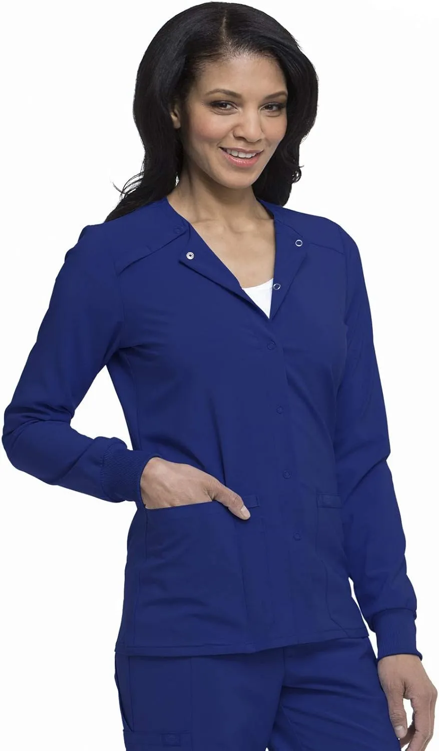Dickies Scrub Jackets for Woman Snap Front Warm-up Jacket with 2 Pockets - DK305