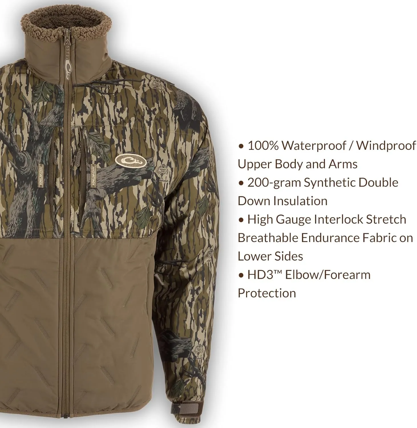 Drake Waterfowl Men's LST Guardian Flex Double Down Eqwader Full Zip Insulated Waterproof Windproof Hunting Jacket