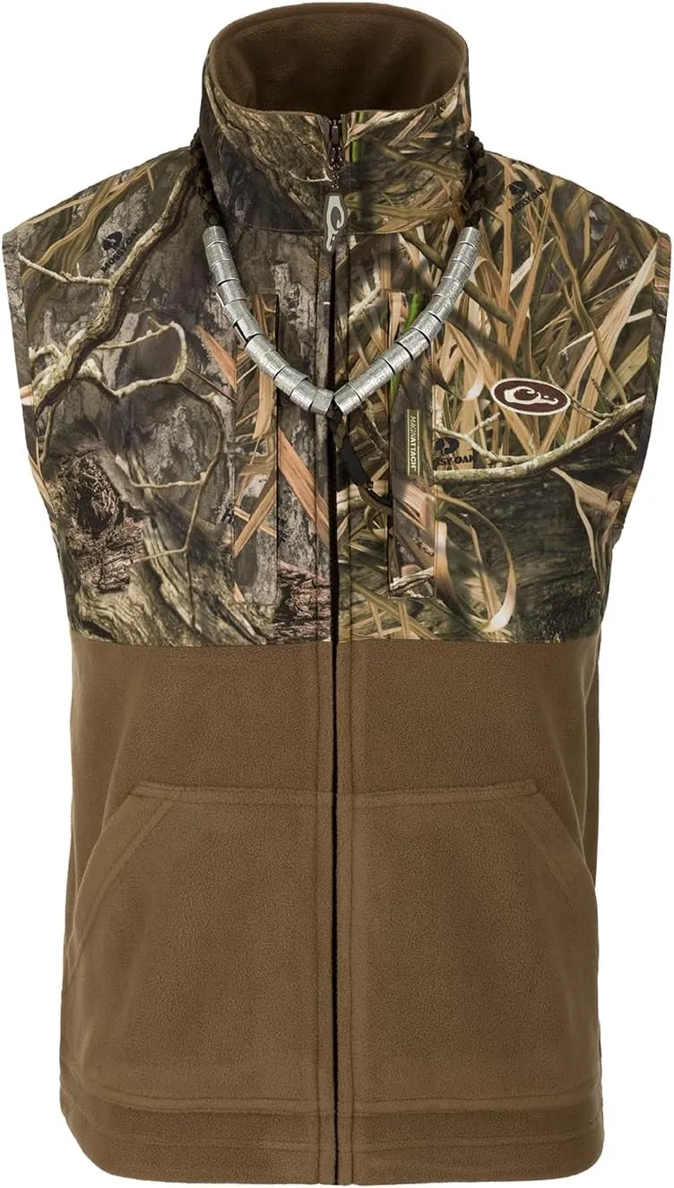 Drake Waterfowl Men's MST Eqwader Insulated Fleece-Lined Waterproof Windproof Breathable Adjustable Outdoor Hunting Zip Vest