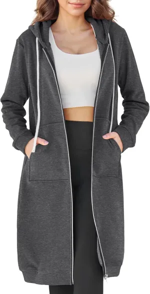 DUOYANGJIASHA Womens Hoodies Fashion Sweatshirts: Full Zip Up Winter Fleece Pullover Hoodies Fall Long Jackets with Pockets
