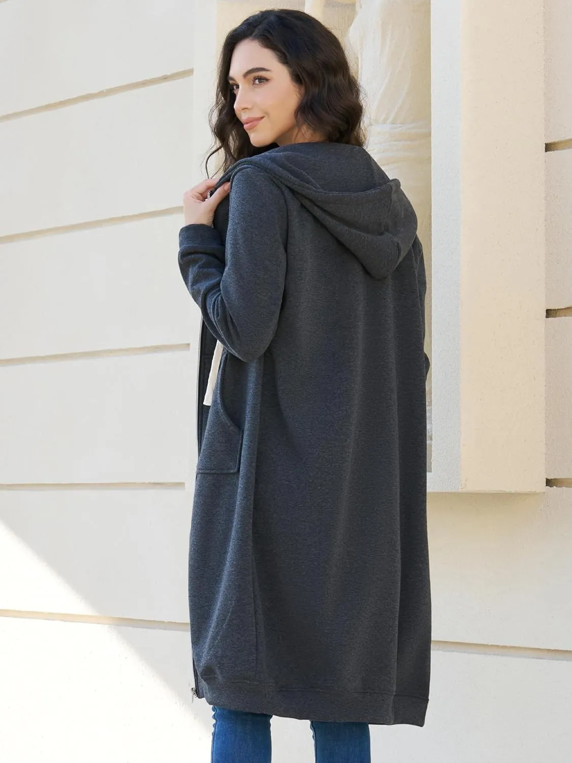 DUOYANGJIASHA Womens Hoodies Fashion Sweatshirts: Full Zip Up Winter Fleece Pullover Hoodies Fall Long Jackets with Pockets
