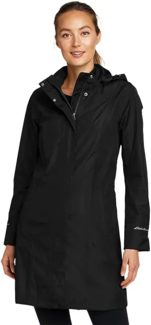Eddie Bauer Women's Girl on the Go Trench Coat, Black, X-Large, Tall