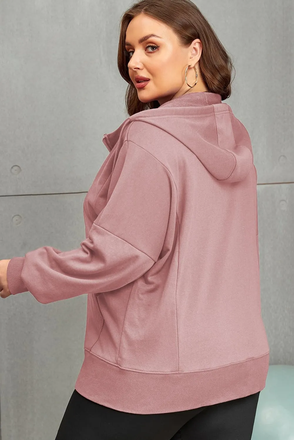 Eytino Women Plus Size Sweatshirts Long Sleeve Zip Up Oversized Casual Hoodies Jackets 2024 Fashion Fall Outfits(1X-5X)