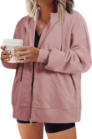 Eytino Women Plus Size Sweatshirts Long Sleeve Zip Up Oversized Casual Hoodies Jackets 2024 Fashion Fall Outfits(1X-5X)