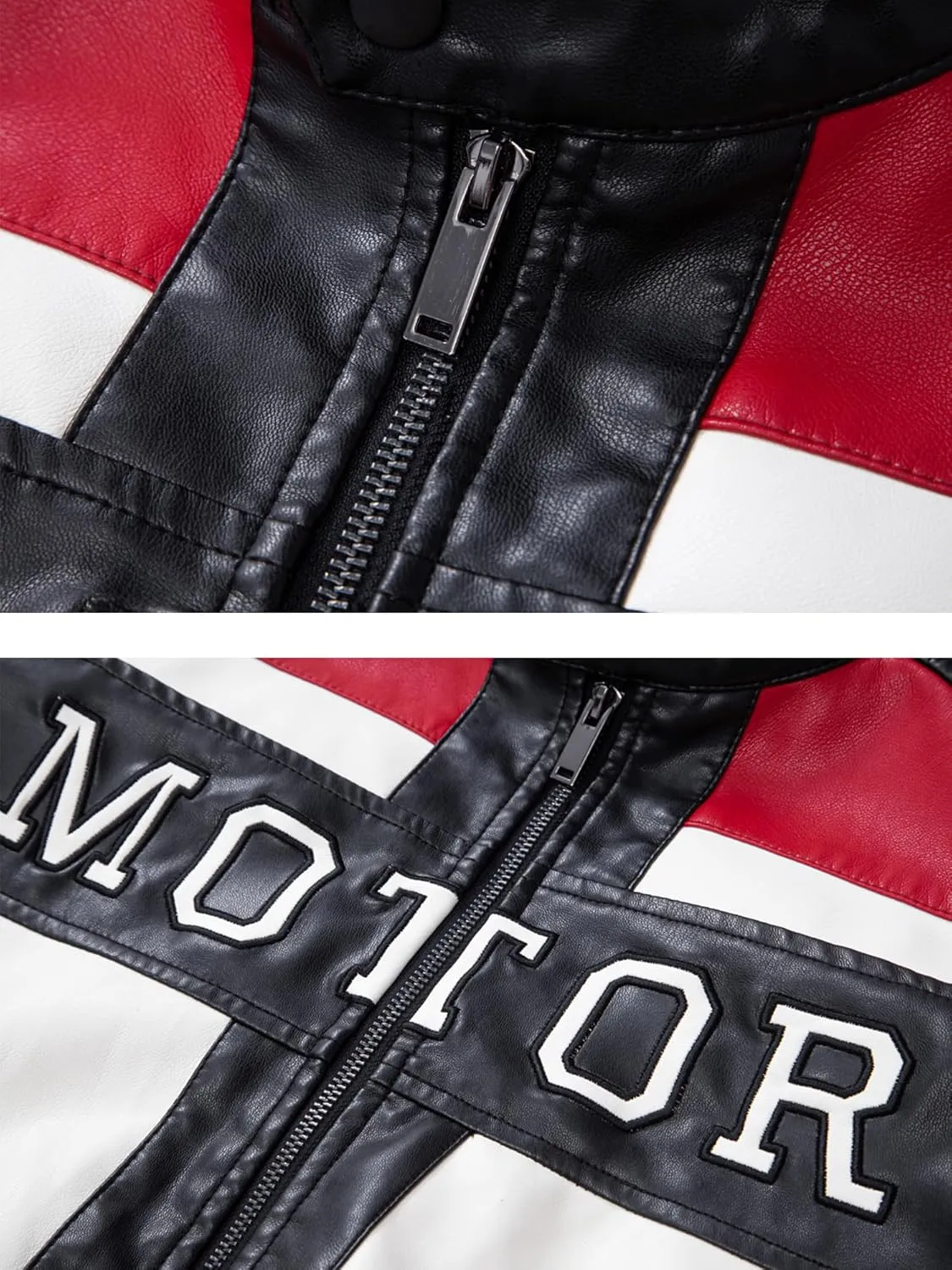 FANARCHER Men's Leather Jackets Stand Collar PU Faux Motorcycle Zipper Coat Biker Windbreaker