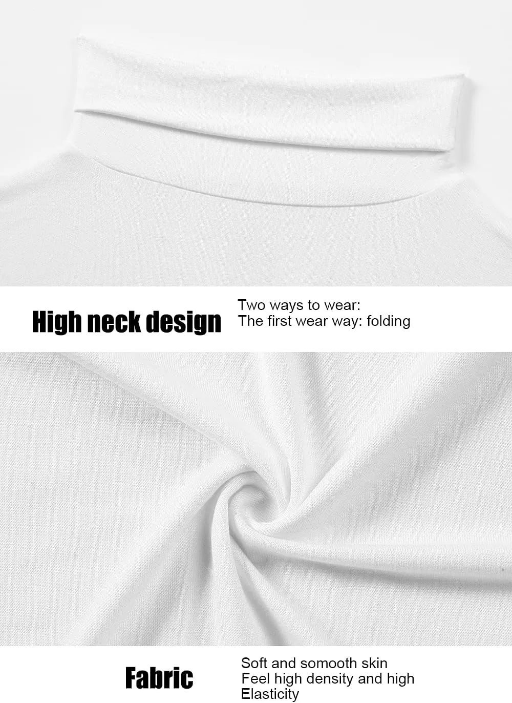 Femdouce Womens Turtleneck Long Sleeve Shirt Lightweight Slim Pullover Basic Undershirts Active Turtle Neck T-Shirts 2 Pack