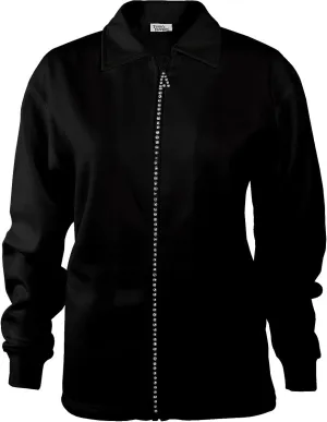 Fleece Lined Rhinestone Zip Jacket Cardigan Multiple Color Options