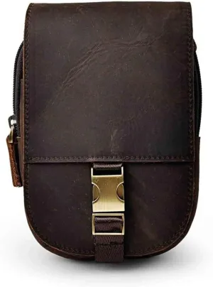 FMURY Leather Small Travel Phone Bag Hook Belt Fanny Pack Pouch Fanny Pack Belt Bag