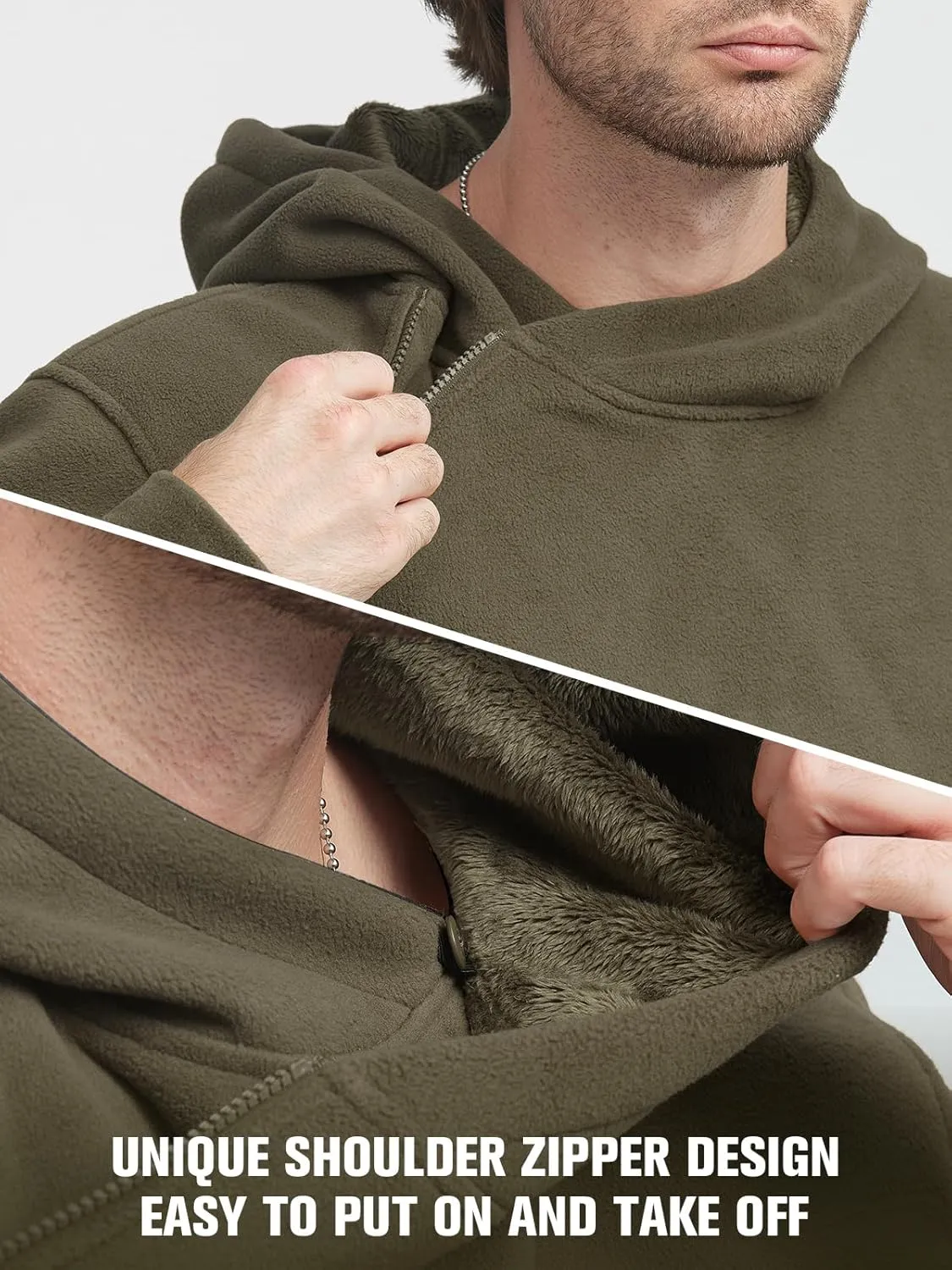 FREE SOLDIER Men's Tactical Winter Fleece Pullover Hoodie Warm Long Fleece lined Hooded Sweatshirt