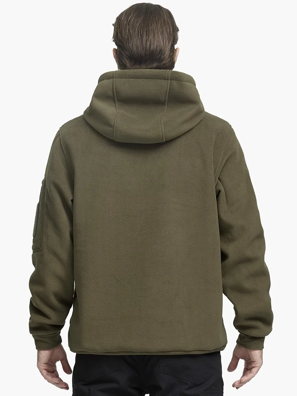 FREE SOLDIER Men's Tactical Winter Fleece Pullover Hoodie Warm Long Fleece lined Hooded Sweatshirt