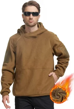 FREE SOLDIER Men's Tactical Winter Fleece Pullover Hoodie Warm Long Fleece lined Hooded Sweatshirt
