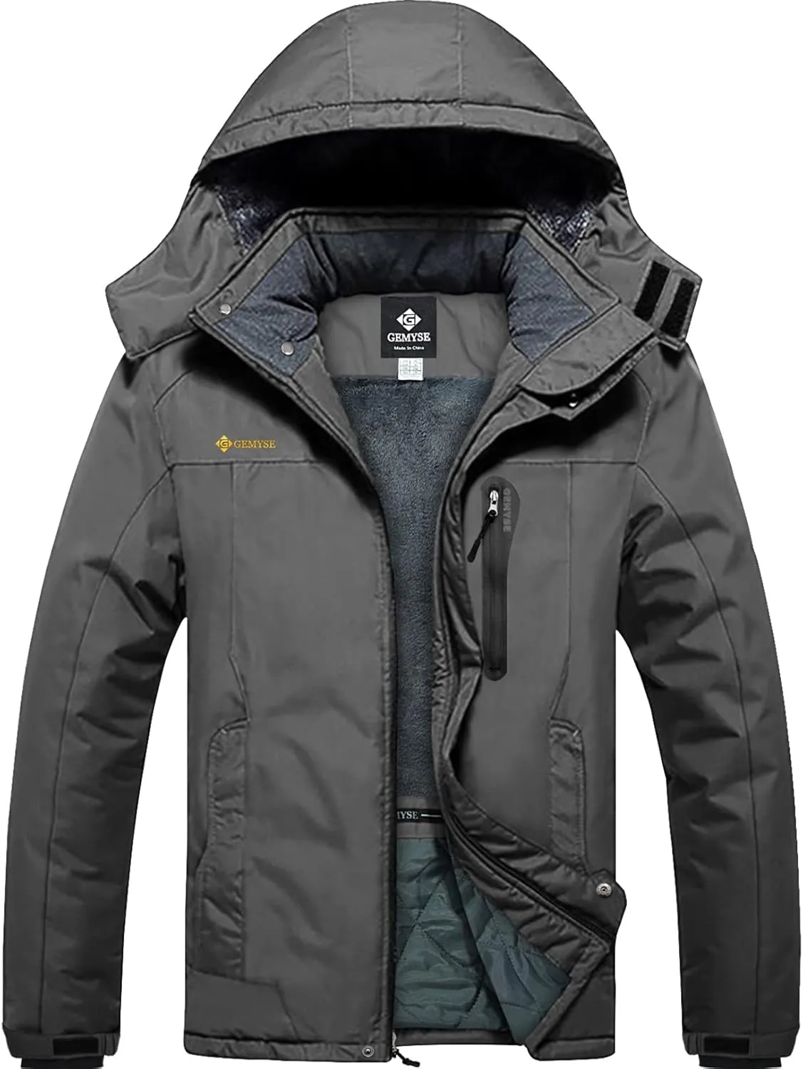 GEMYSE Men's Ski Snow Jacket Warm Winter Waterproof Coat Snowboard Rain Jacket Hooded Windproof Windbreaker