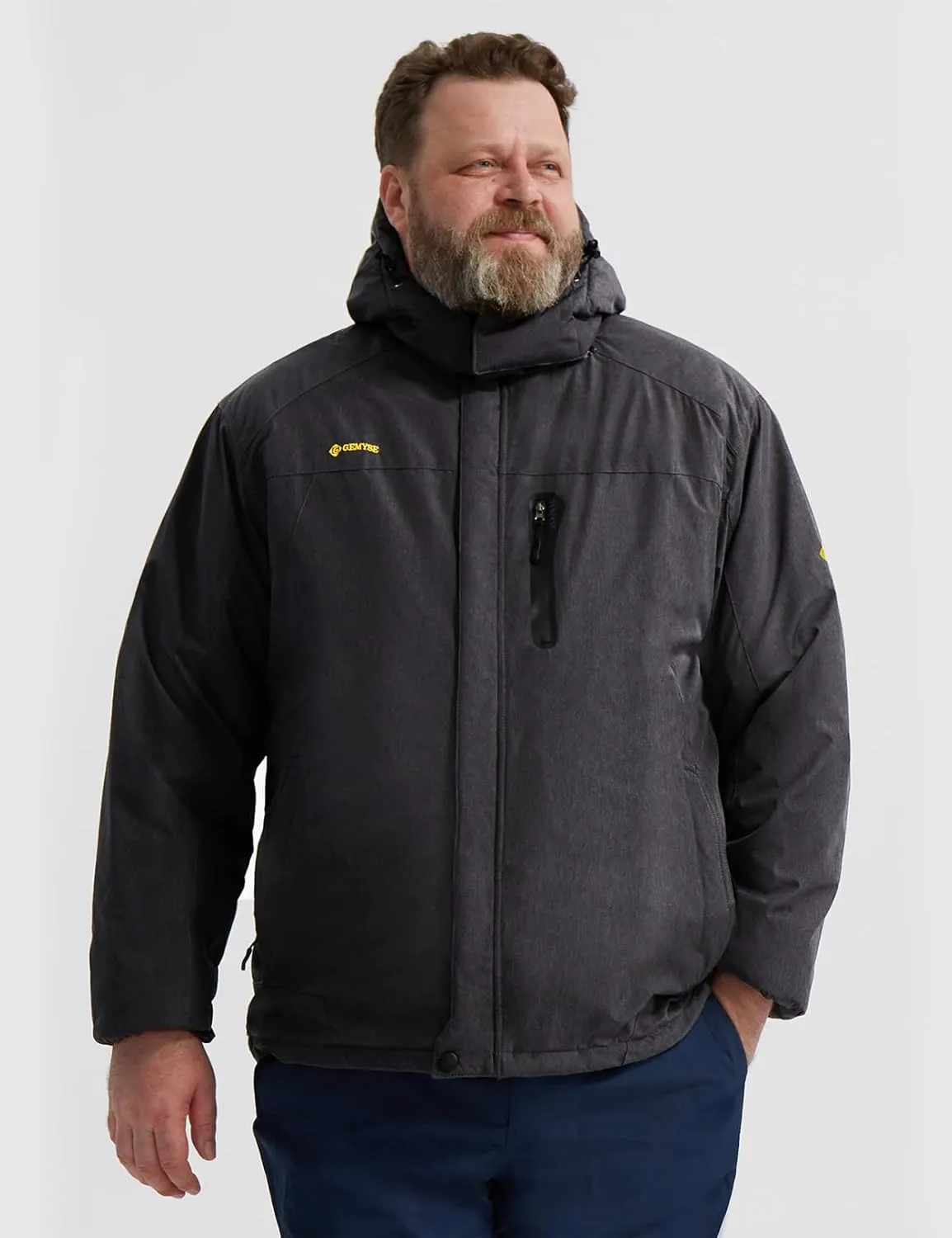 GEMYSE Men's Ski Snow Jacket Warm Winter Waterproof Coat Snowboard Rain Jacket Hooded Windproof Windbreaker